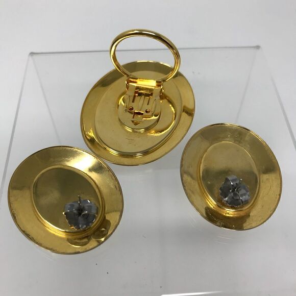 MOP 1980’s 1990’s set of scarf clip and pierced earrings. - Picture 3 of 4